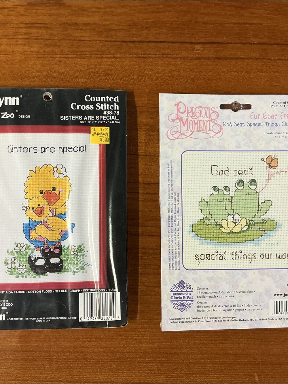 Janlynn Precious Moments Suzy's Zoo Sisters Cross Stitch Kit Lot of 2